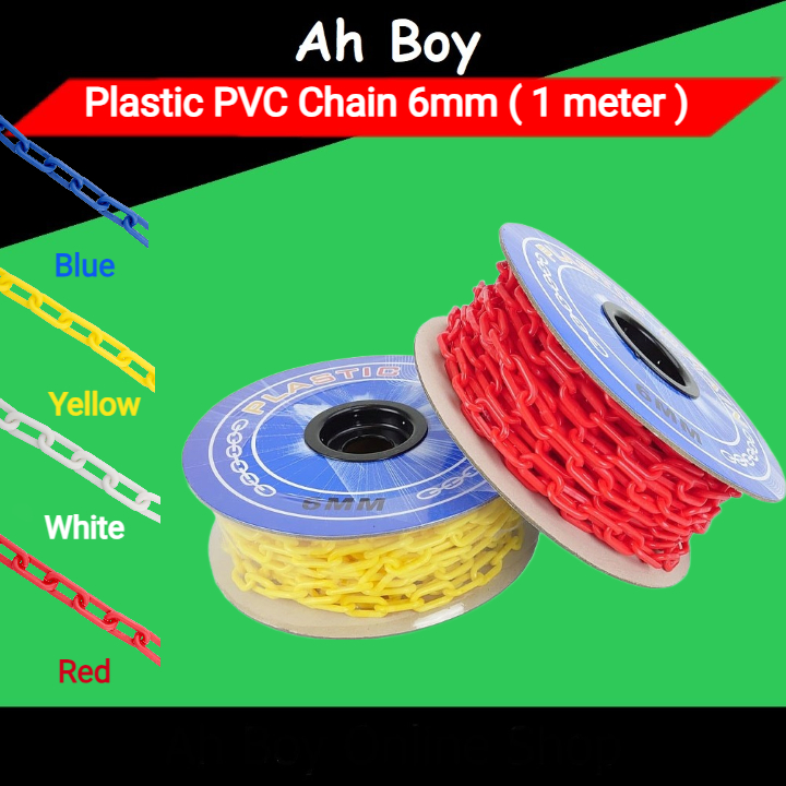 Plastic PVC 6mm Chain (1 meter) ( Red / White / Yellow /Blue ) | Shopee ...