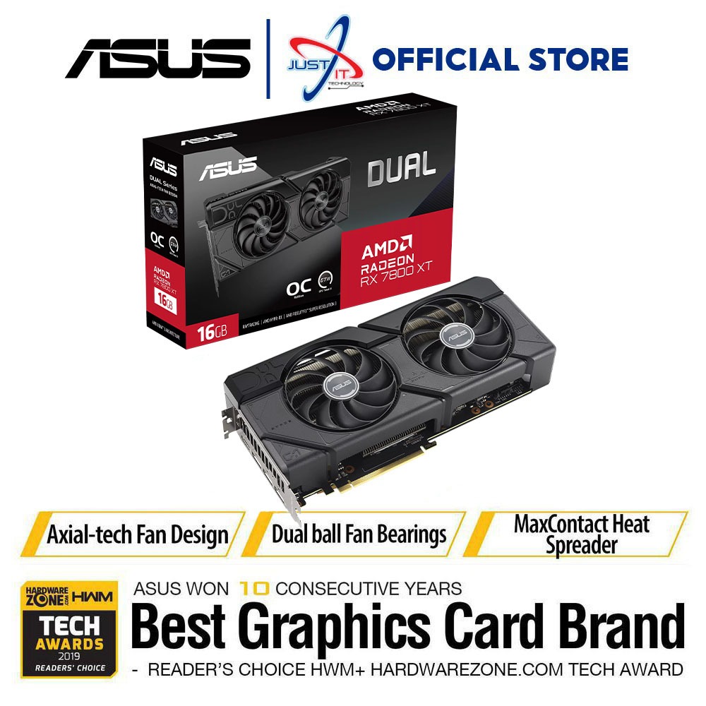 ASUS AMD RX 7800 XT DUAL OC 16GB DDR6 GRAPHICS CARD DUAL RX7800XT 