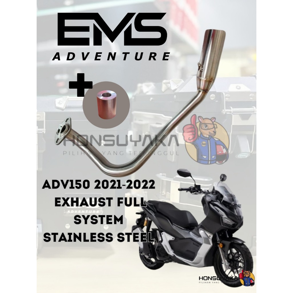 EMS EXHAUST FULL SYSTEM STAINLESS STEEL FOR HONDA ADV 150 2020-2022 ...
