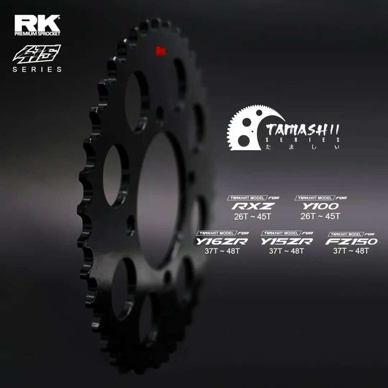 RK 415 Sprocket Hitam Black (4 Hole)Y15Z Lc135 RXZ Y125 Y110 Y100 ...