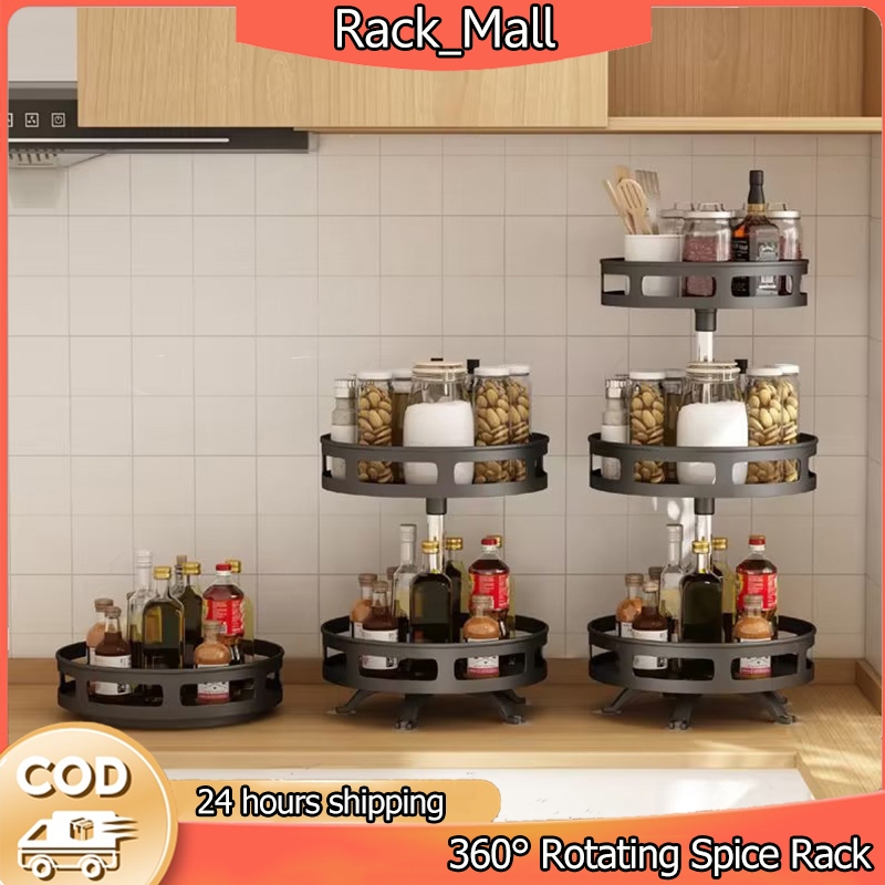 1/2/3 Tier 360° Rotating Spice Rack Rak Rempah Rak Penyimpanan Kitchen ...