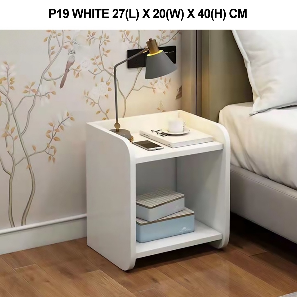 | Modern White Bedside Table with Shelf | Compact Storage Solution for ...