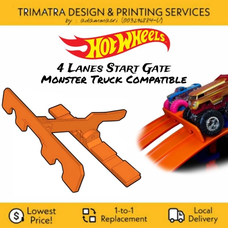 Hot Wheels Start Gate 4 Lanes Monster Truck Compatible Hotwheels ...