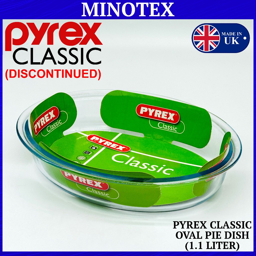 Pyrex Classic 1.1L Oval Pie Dish – Borosilicate Glass, Oven/Microwave ...