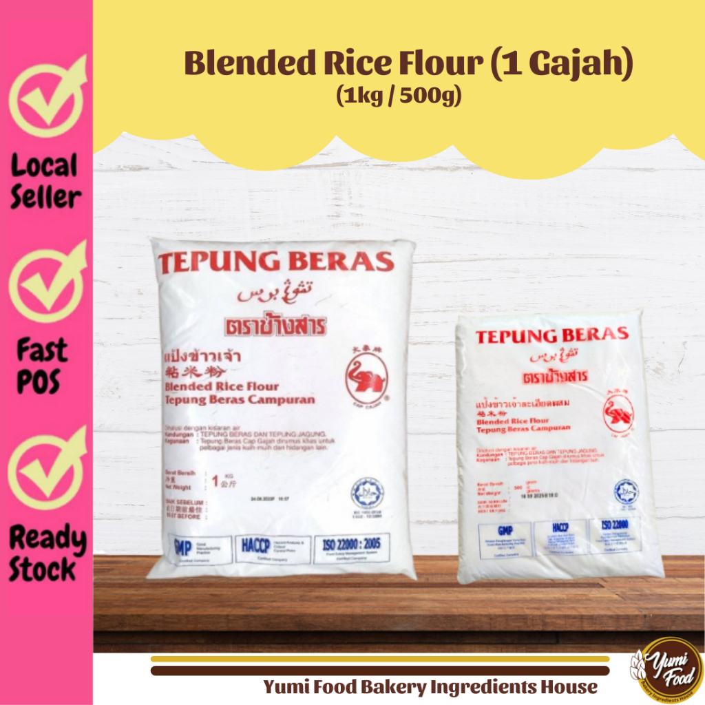 [READY STOCK] 500g / 1kg Blended Rice Flour (1Gajah) | Shopee Malaysia