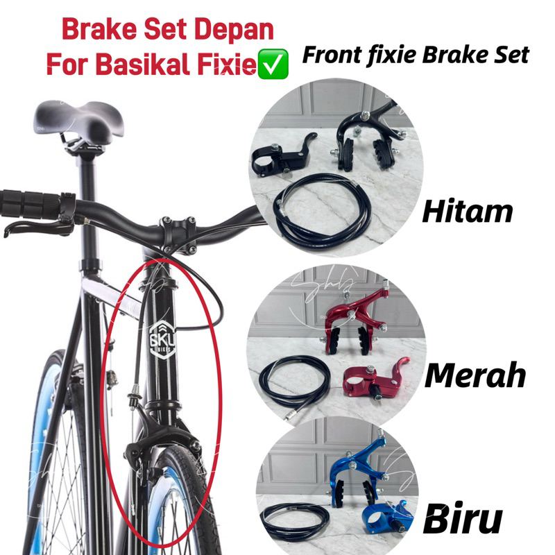 FRONT fixie Bike Brake Kit Road Bike Cruiser Brake Set Bike Caliper Brake Kit Side Pull Ready Stock Depan Brake SetFixie