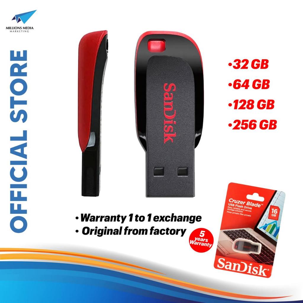 [ORIGINAL FACTORY! 🔥] SanDisk® Cruzer Blade USB 2.0 Flash Drive CZ50