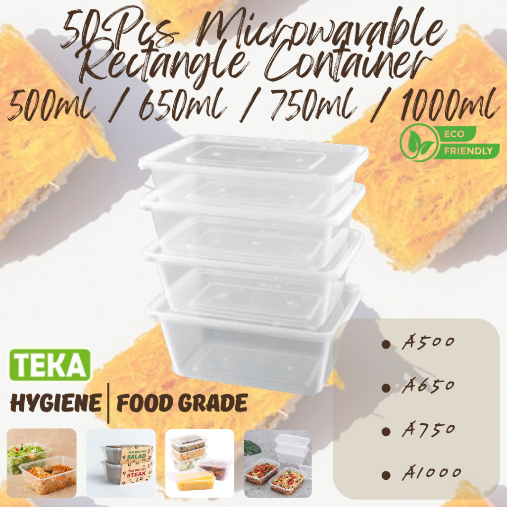 A500 / A650 / A750 / A1000 500ml - 1000ml 50Pcs Microwavable Rectangle ...