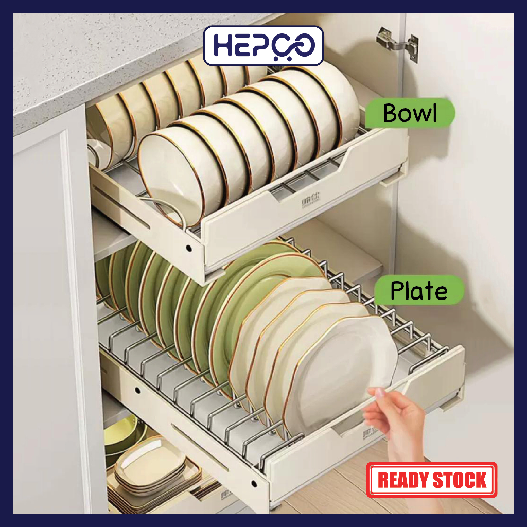 Stainless Steel Traceless Adhesive Pull Out Rack Dish Bowl Storage Rack ...