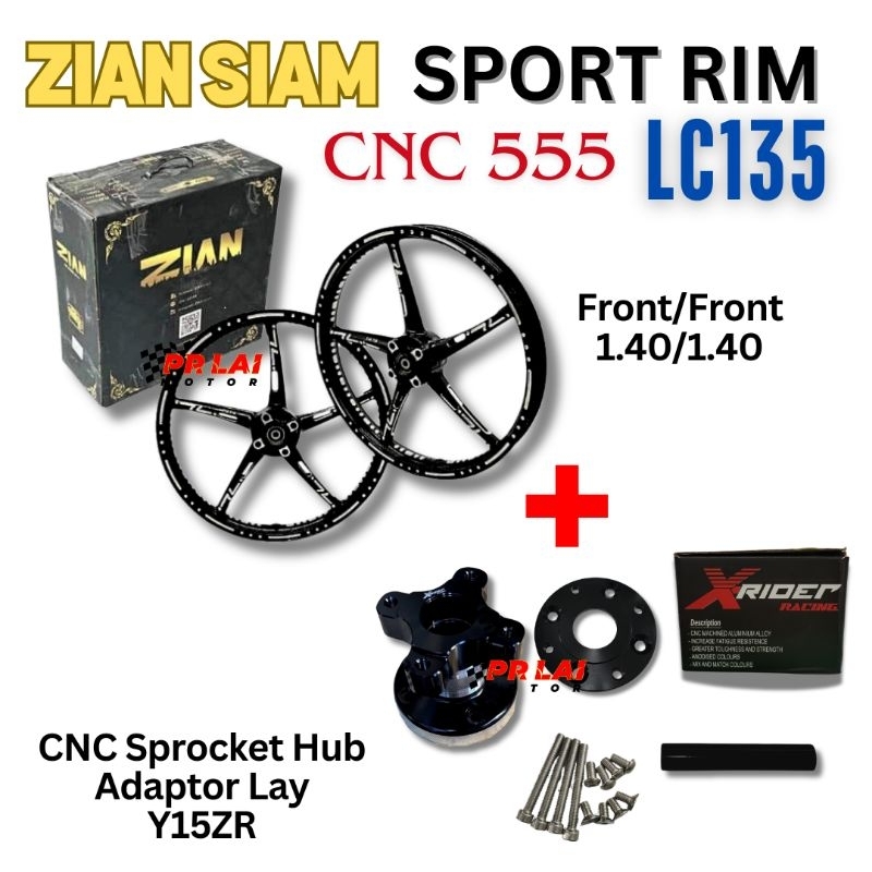 ZIAN SIAM CNC 555 Sport rim LC135 front 1.40/1.40-17 + CNC Hub sprocket ...