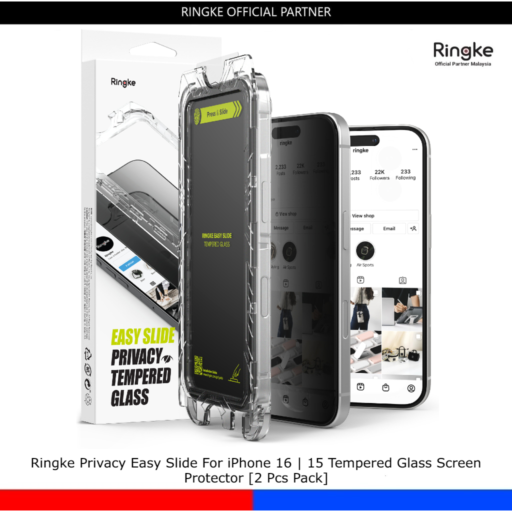 Ringke Privacy Easy Slide For iPhone 16 | 15 Tempered Glass Screen ...