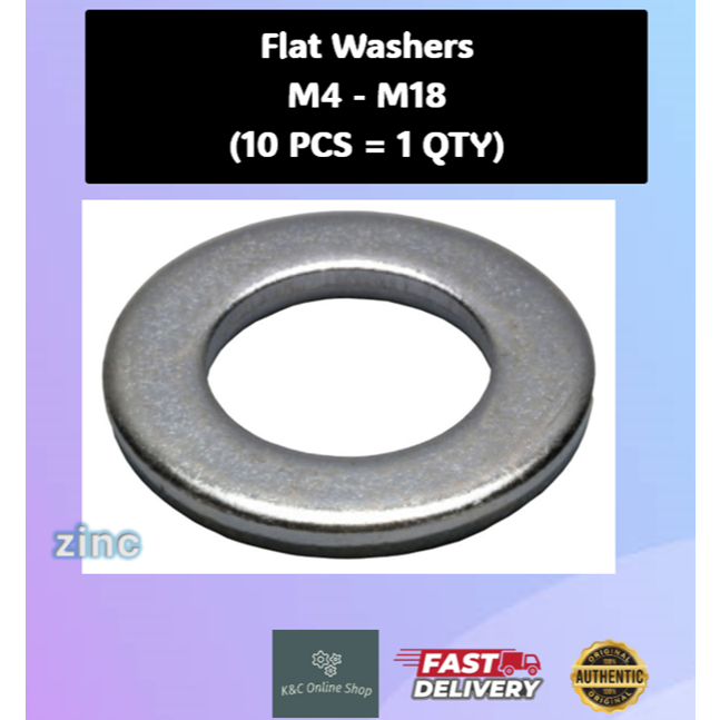SAE Steel Flat Washers - Zinc Plated, Various Sizes & Quantities, Fast Shipping