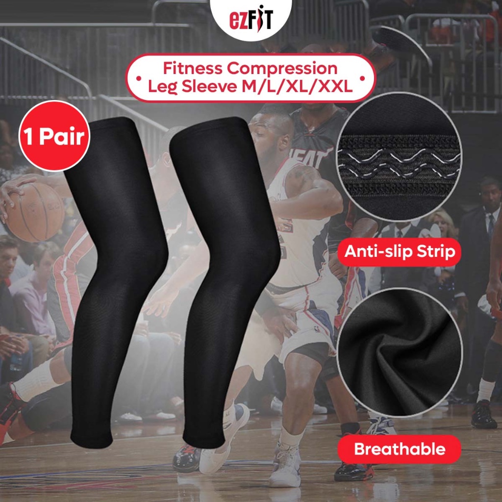 EzFit 1 Pair Compression Leg Sleeve Basketball Knee Leg Cover Knee Pad ...