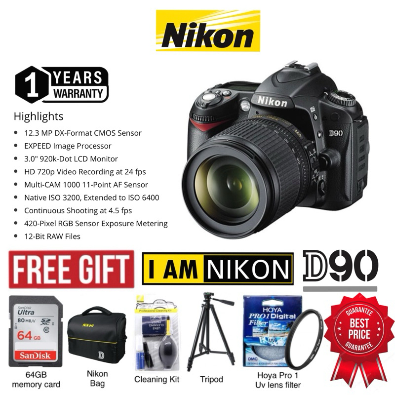 NIKON D90 18105MM 12.3MP DXFORMAT CMOS SENSOR (1 YEARS WARRANTY) DSLR