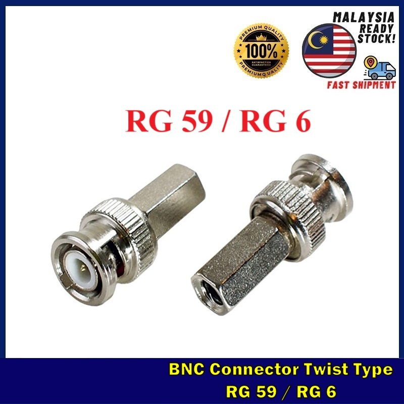 BNC Connector RG 59 / RG 6 Twist Type for Coaxial Cable for CCTV ...