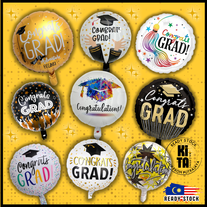 Belon Grad Graduasi Graduation Balloons Congrats Grad! Round Star ...