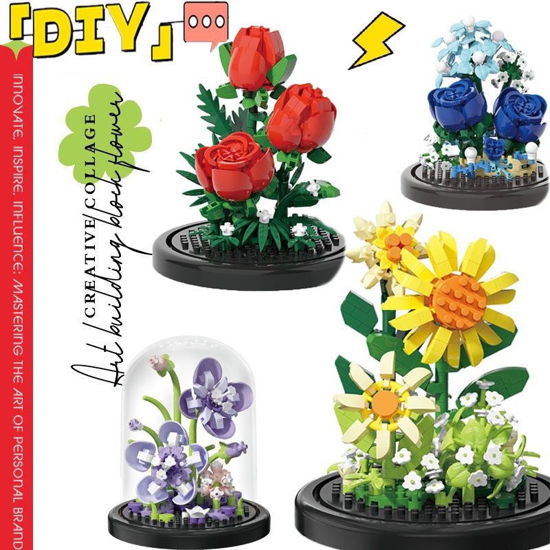Plant Flower Series with Base Micro Particle Assembled Building Blocks ...