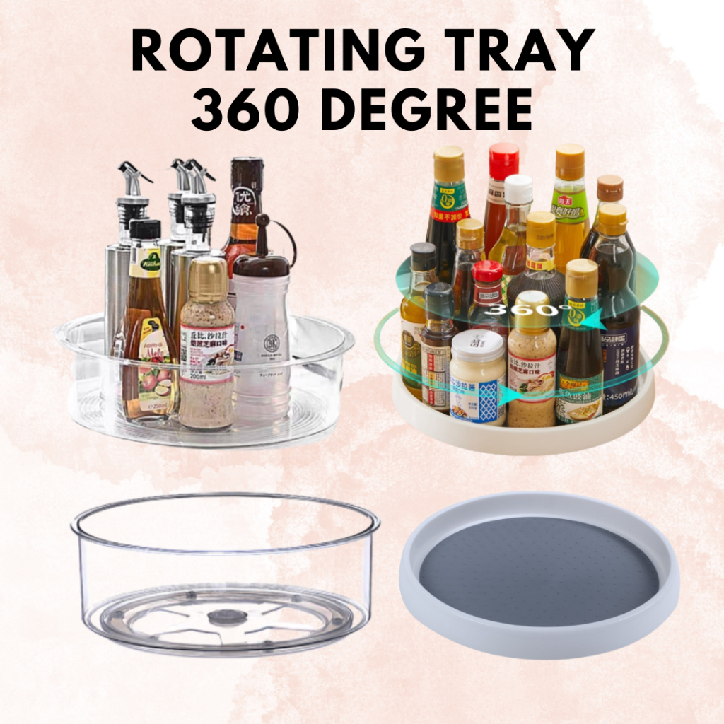 Rotating Tray Turntable Lazy Susan Spice Rack Holder Seasoning Kitchen ...