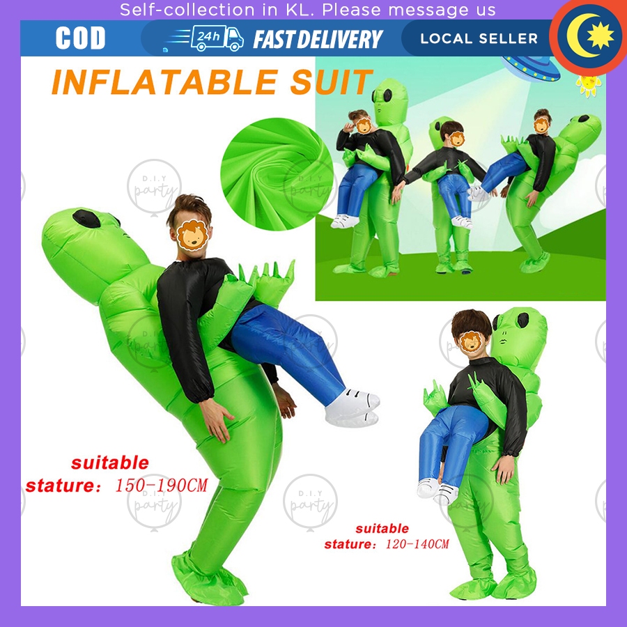 Green Alien Carrying Human Costume Inflatable Suit Children Adults ...