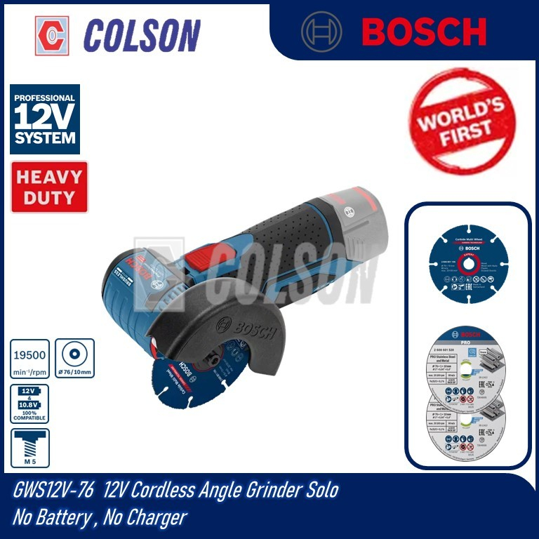 COLSON BOSCH GWS12V-76 12V Cordless Angle Grinder Solo | Shopee Malaysia