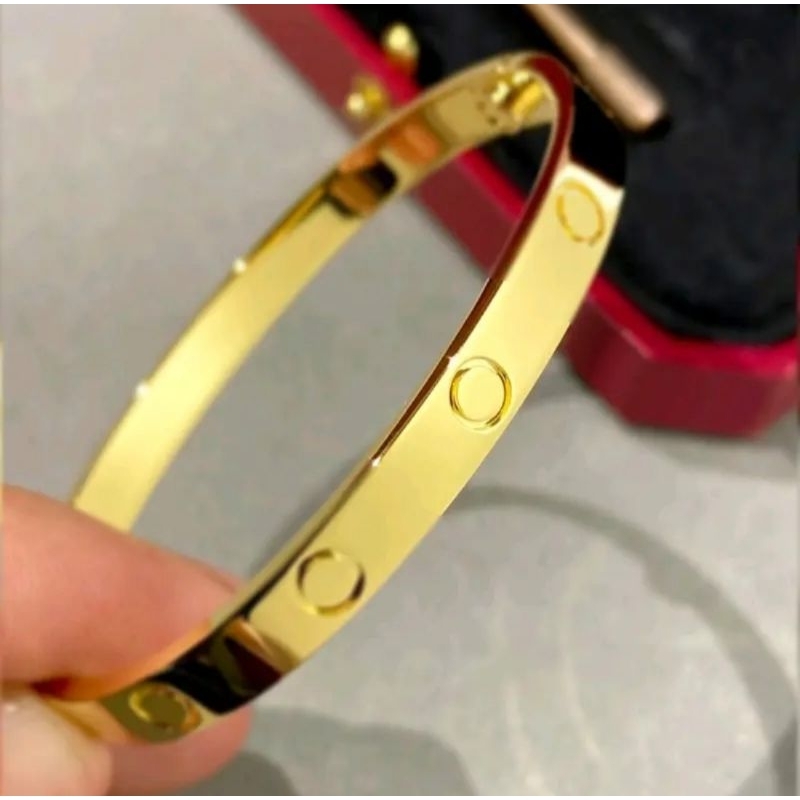 YS】Rdy Stock Titanium Steel Bangle【Cartier】 With Size Gold Emas