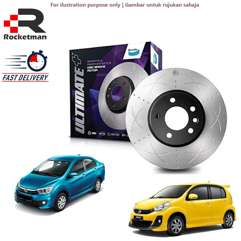 BENDIX ULTIMATE+ FRONT DISC ROTOR (1PAIR) PERODUA MYVI LAGI BEST 2011 ...