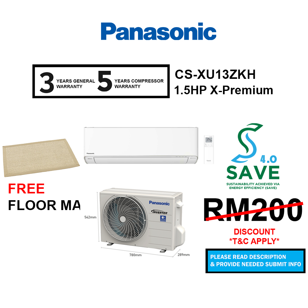 (SAVE) Panasonic 1.0HP/1.5HP Air Conditioner CSXU10ZKH / CSXU13ZKH