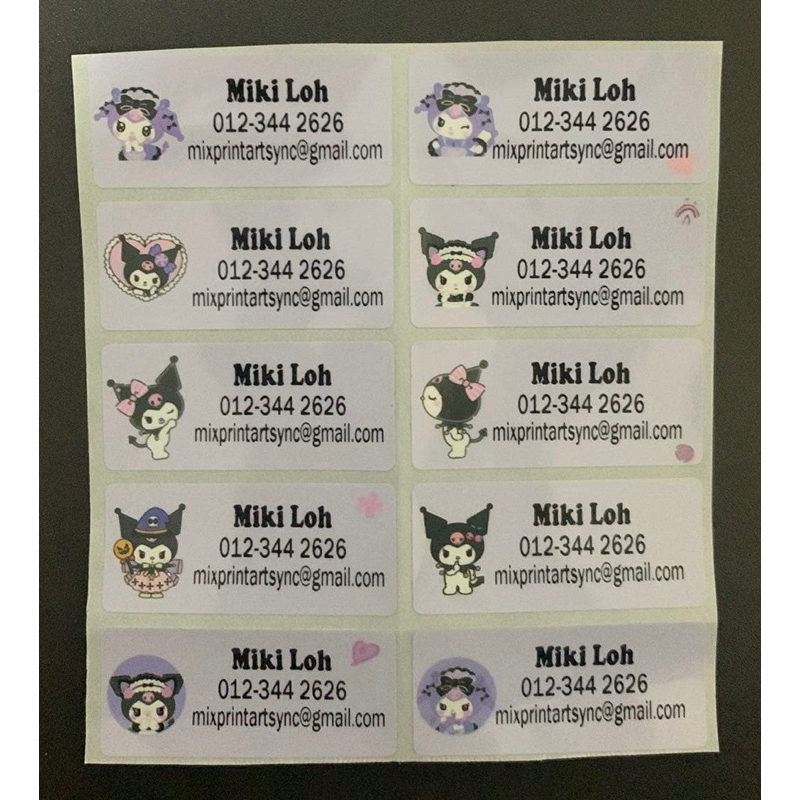 Kuromi name sticker 46x18mm 50pcs shopee malaysia