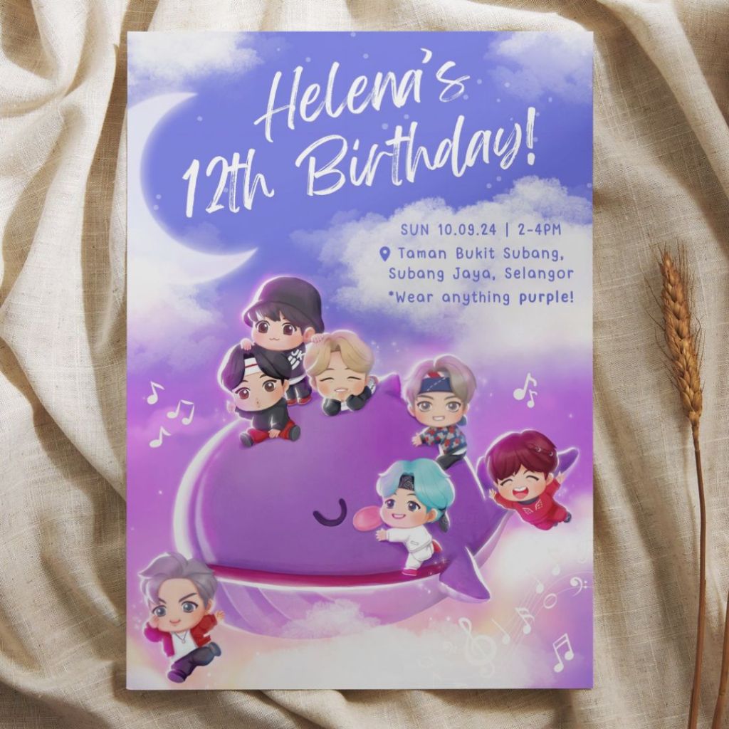 Digital Card Customisable BTS Kpop Theme Birthday Card | Tiny Tan ...