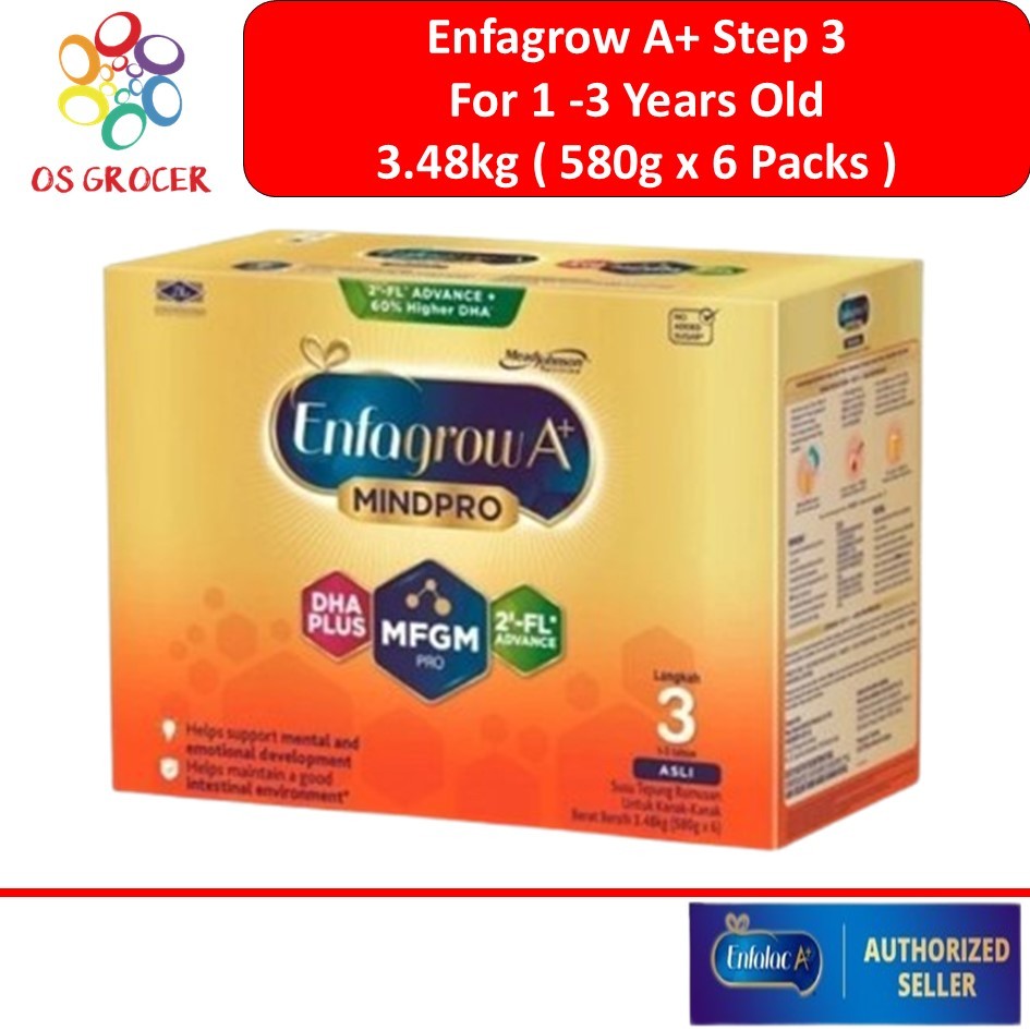 Enfagrow A+ Step 3 For 1 To 3 Years Old 3.48kg (580g x 6 Packs ...