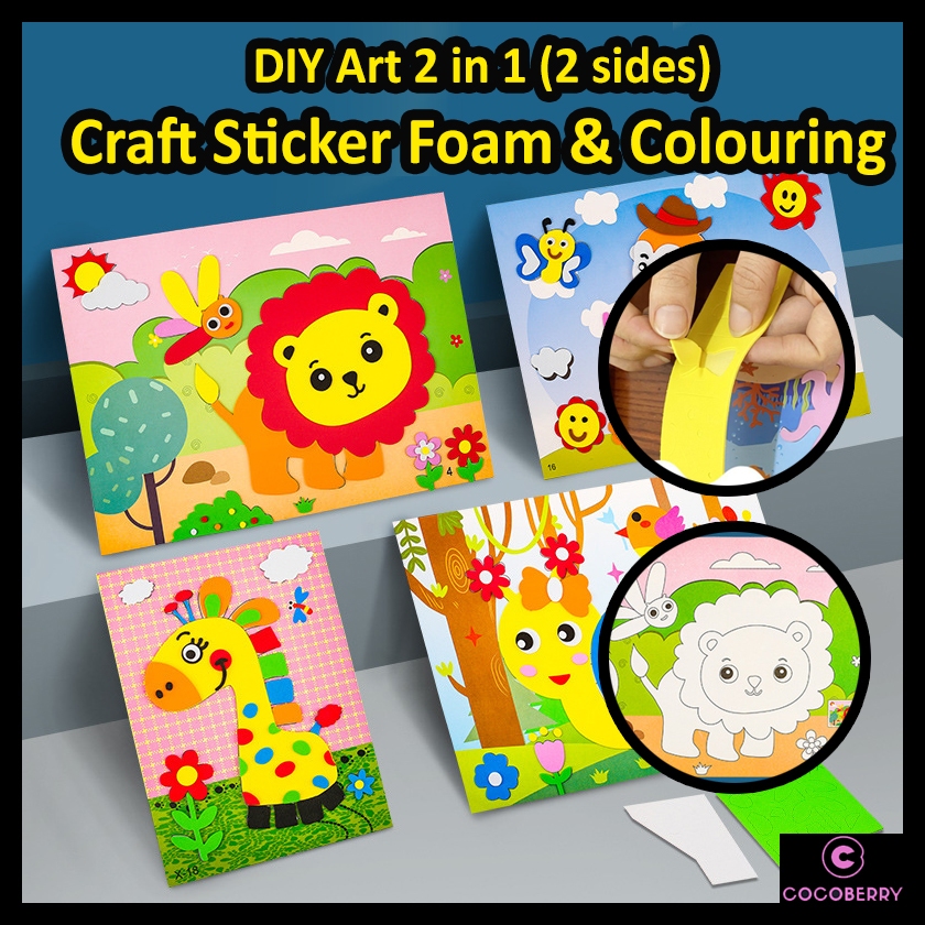 Kids DIY Craft EVA Foam Sticker Colouring 2 in 1 Early Learning ...