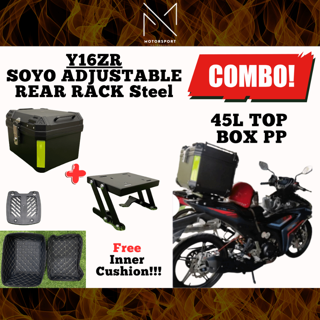 SOYO Y16ZR Adjustable Rear Rack Lipat Motorcycle With 45L PP Top Box ...