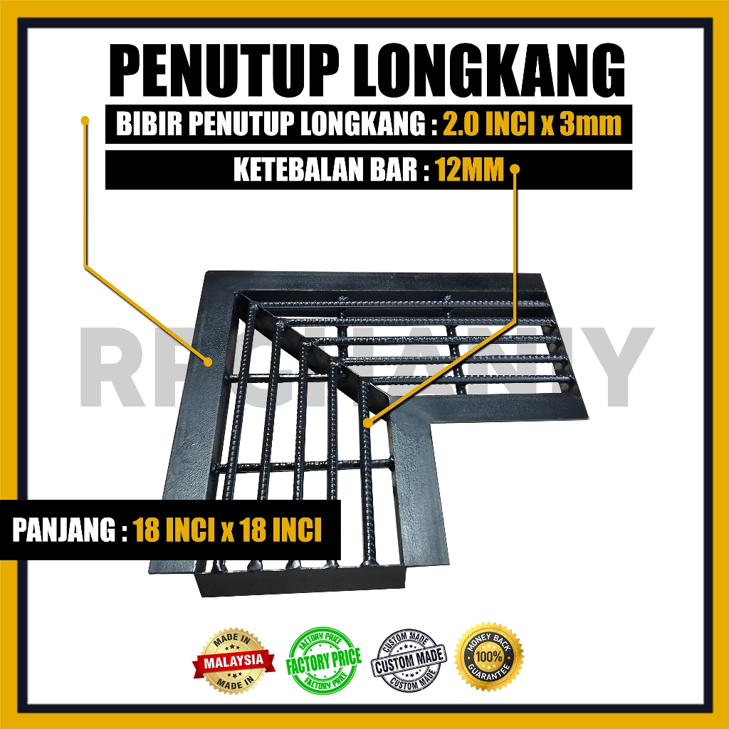 Drain Cover (Heavy Duty) Penutup Longkang Besi L-Shape Support 4 Wheel ...