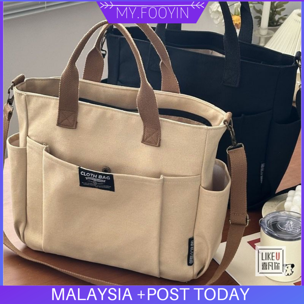 N163 READY STOCK MYFOOYIN Largecapacity Tote Canvas Bag Work Outing