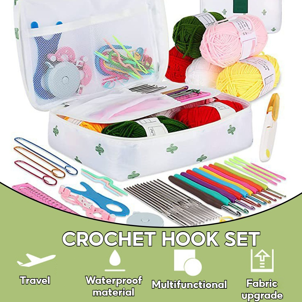 NEW 59PCS Crochet Kit Set DIY Sewing Hook Beginner Knitting Soft Grip