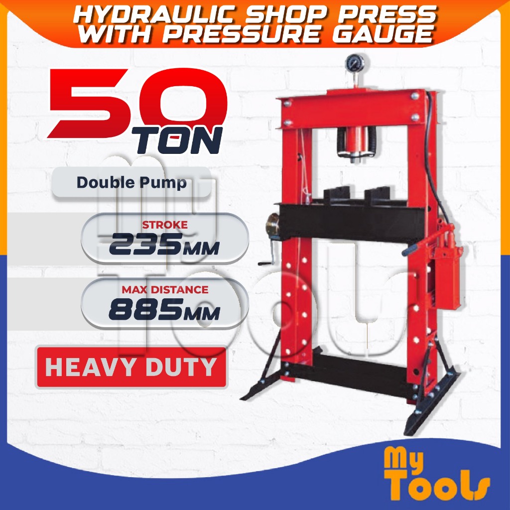Mytools 50 TON Hydraulic Shop Press with Pressure Gauge (Double Pump ...