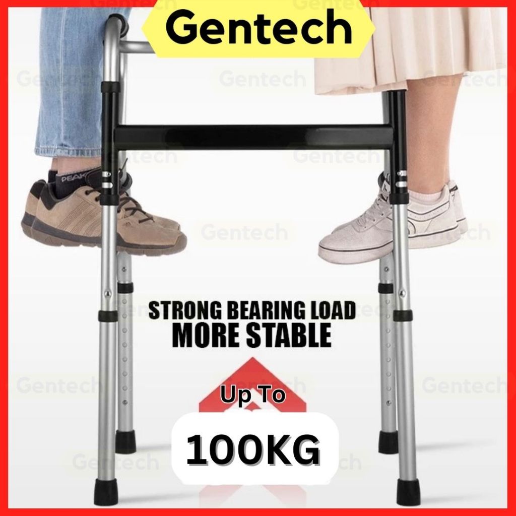 Foldable Walker with Aluminum Walking Aid Grey Wheel Adjustable Walking ...