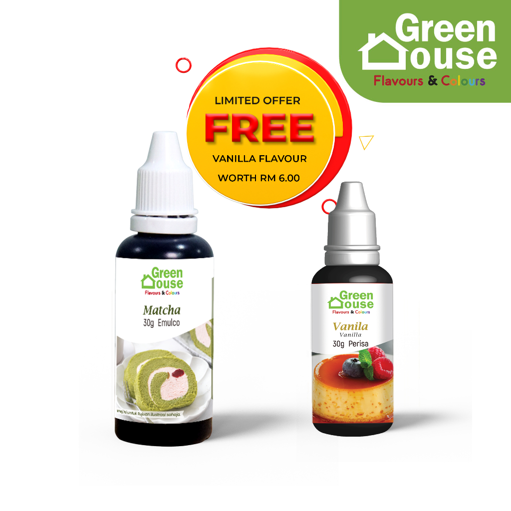 [HALAL] Perisa Pewarna Makanan Matcha Emulco Flavour Green House- 30g ...