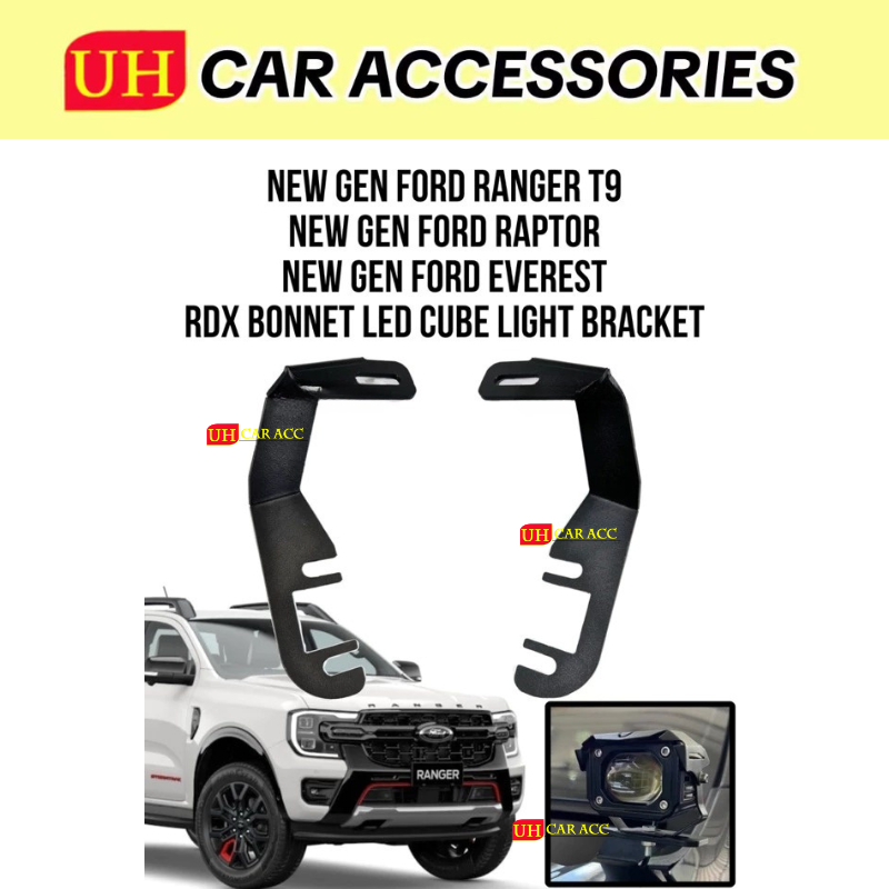 RDX 4WD BONNET LED BRACKET FOR FORD RANGER NEXT GEN T9 XL XLT WILDTRAK ...