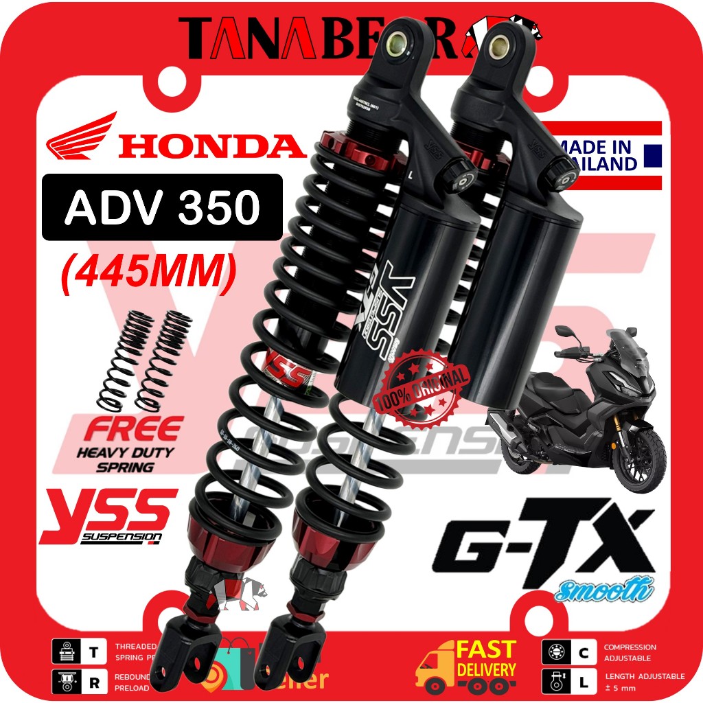 YSS ADV350 (445MM) GTX [Free Heavy Duty Spring] adjustable absorber ...