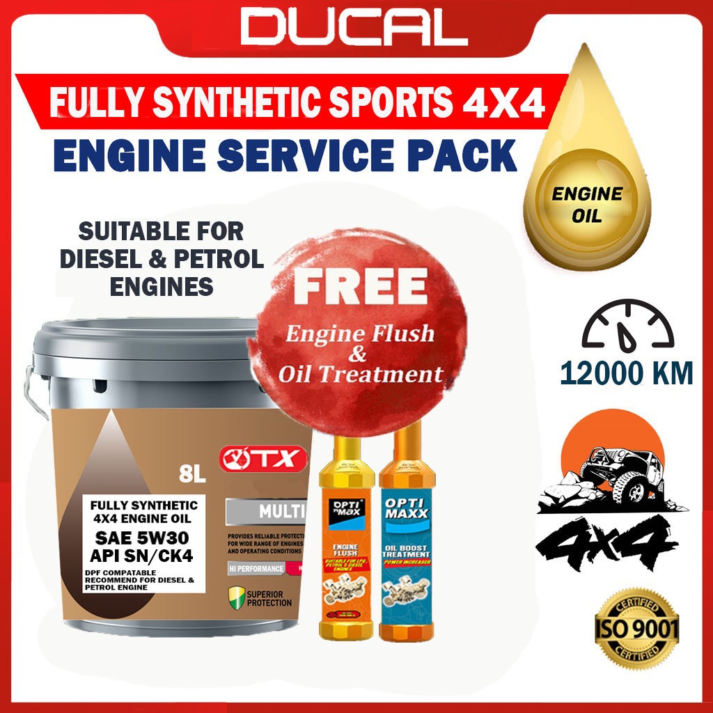 DUCAL OTX FULLY SYN Engine Oil 5W30 API SN/CI4 8 Litres (FREE ENGINE