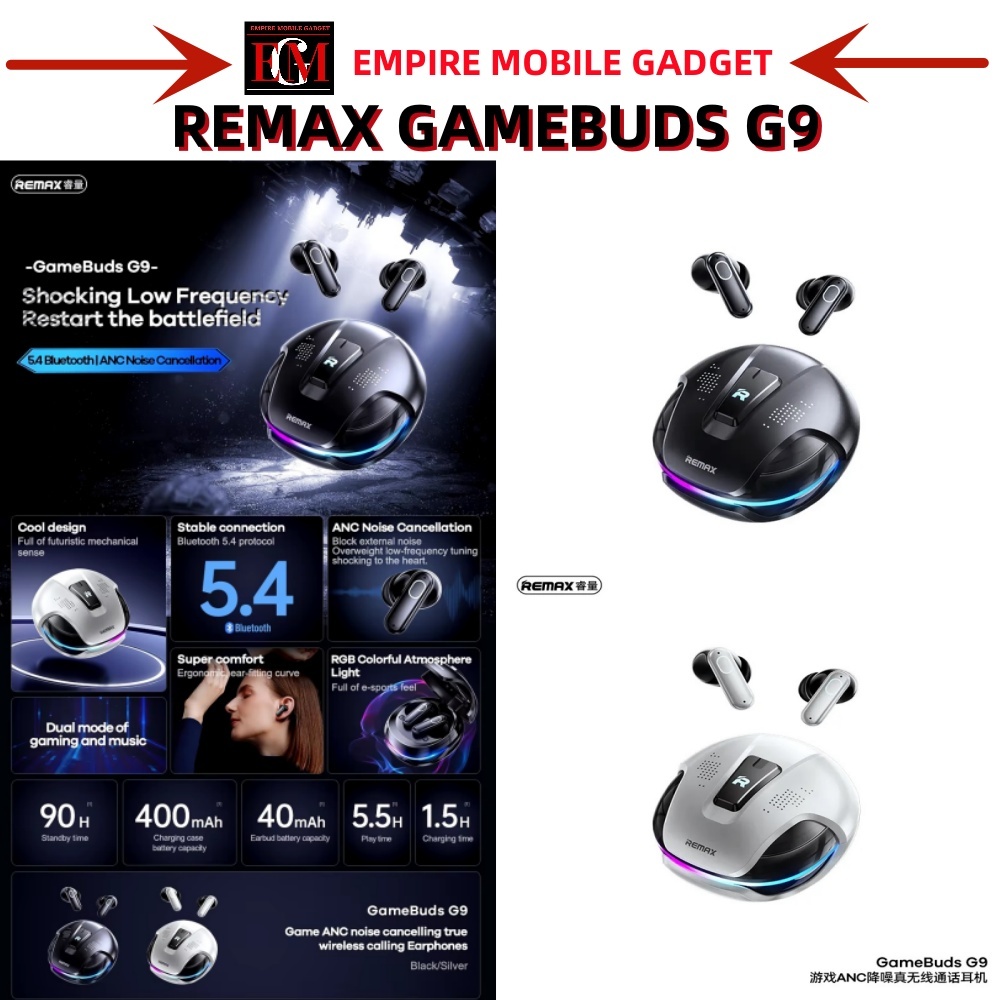 REMAX Gamebuds G5 Thunder Zinc Alloy Noise Reduction Wireless Bluetooth Music Earphones(Black)