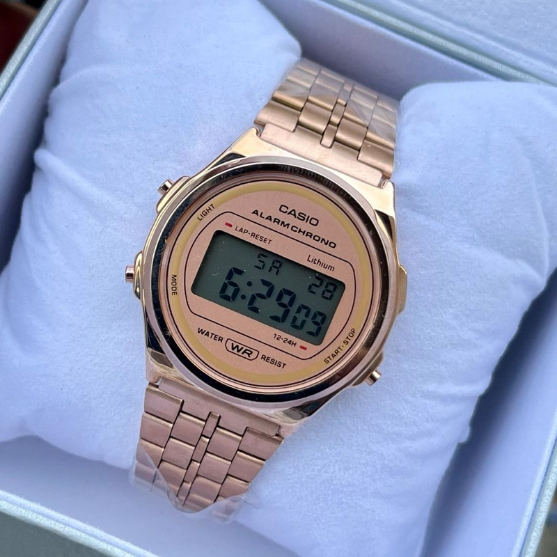 Casio Steel Jam Besi Rose Gold Gold Silver Purple Shopee Malaysia