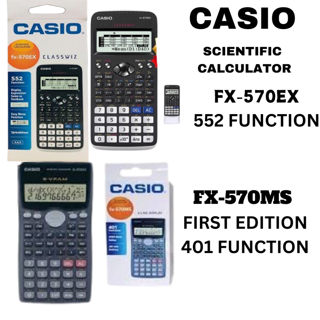 Ready Stock CASIO SCIENTIFIC CALCULATOR FX-570 EX 552 FUNCTION 570 MS ...