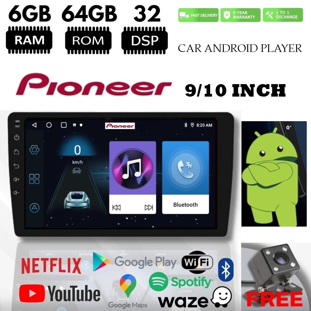 [6GB RAM+64GB ROM] QLED Pioneer Android Player Free Reverse Camera 9
