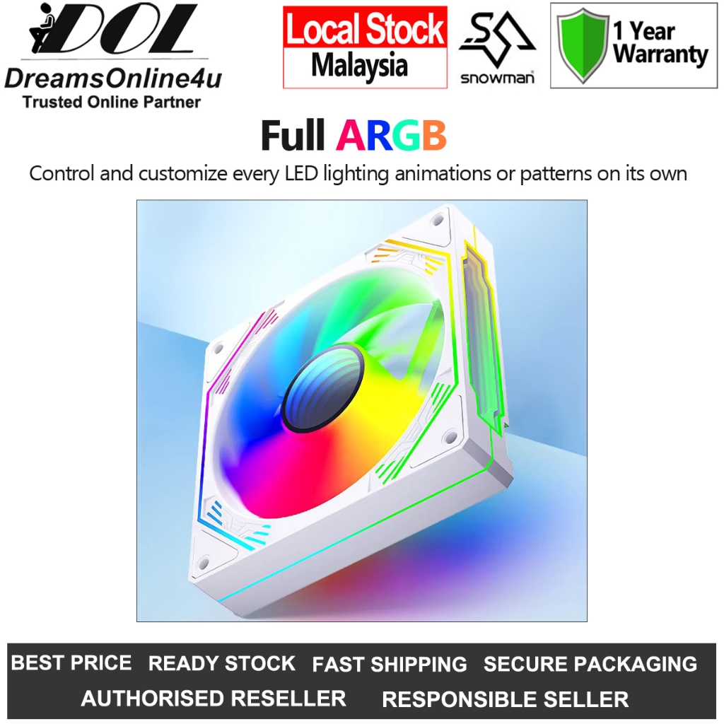 SNOWMAN CK120 120mm ARGB PWM 5V 3-Pin Low-Noise Infinite Mirror ...