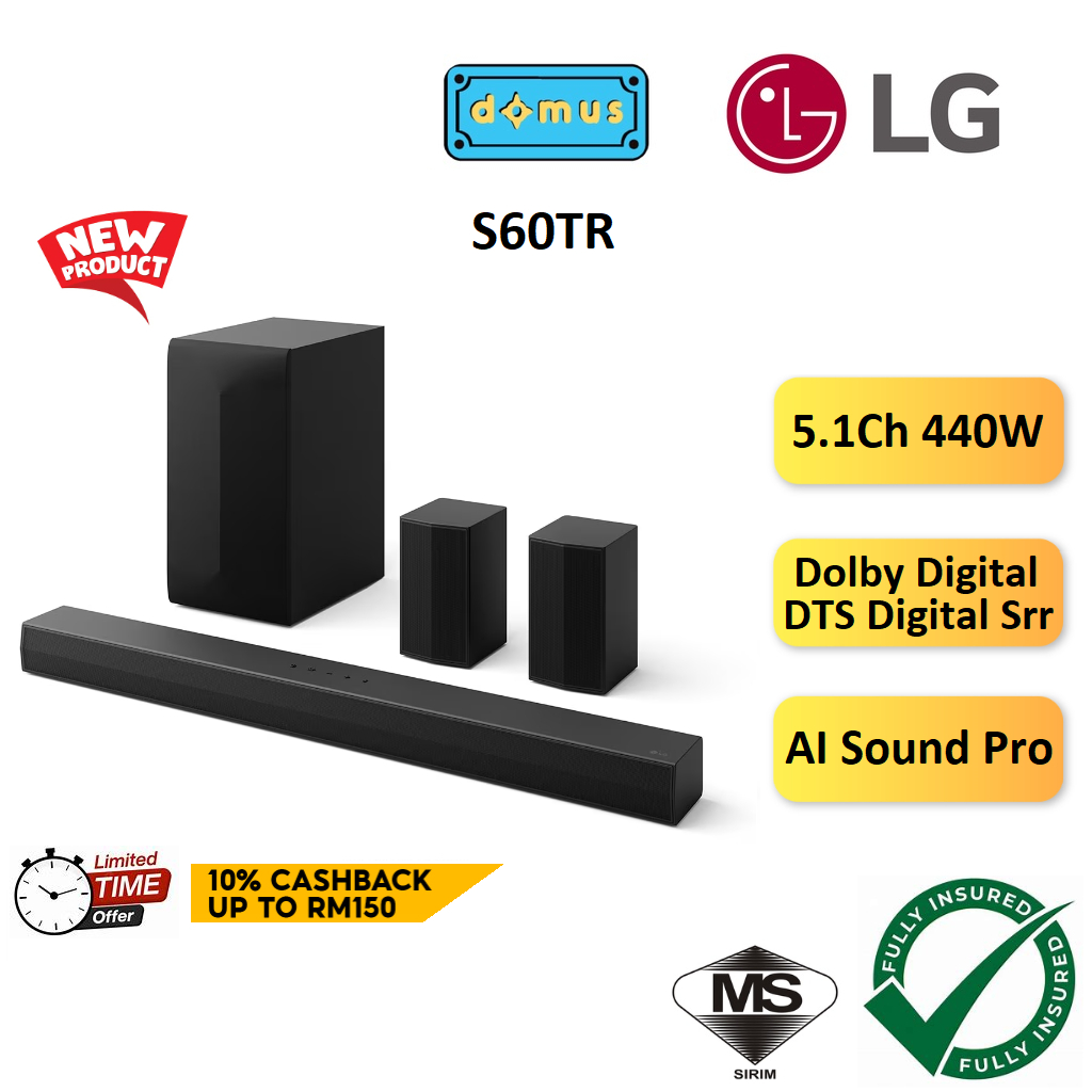 LG DS60TR 5.1 Soundbar Mit Kabellosen Rücklautsprechern - 440W Dolby Audio Für Heimkino