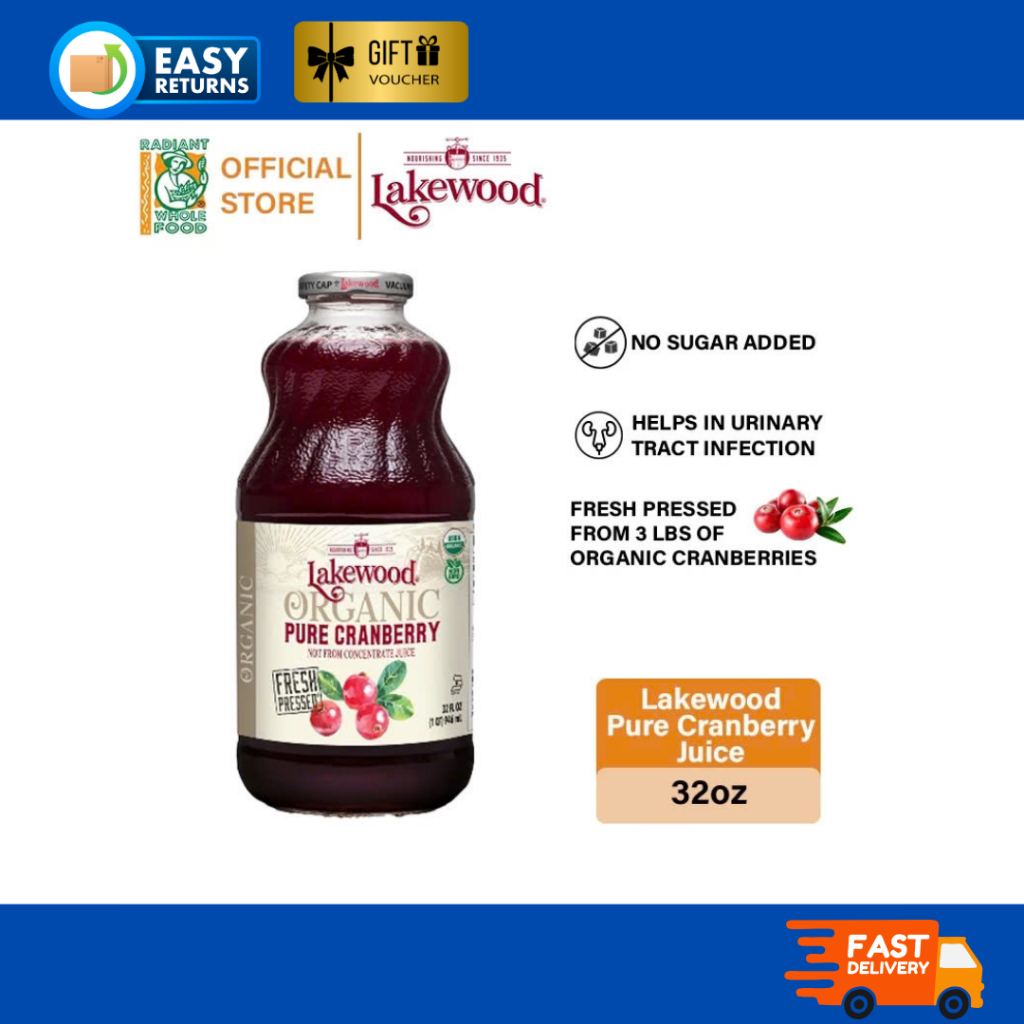 Lakewood Organic Pure Cranberry Juice 32oz 946ml [ READY STOCK