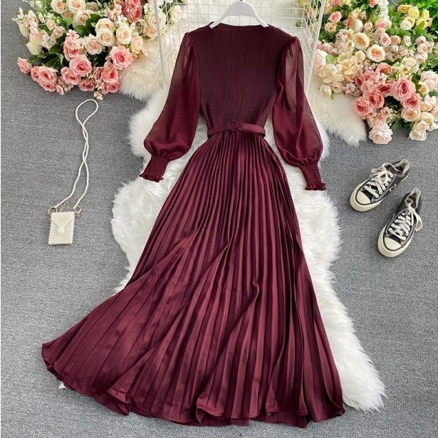 New Summer Retro Linen Long Dresses Cotton Linen Women Elegant Long Sleeve O-neck High Waist Dresses AD2039