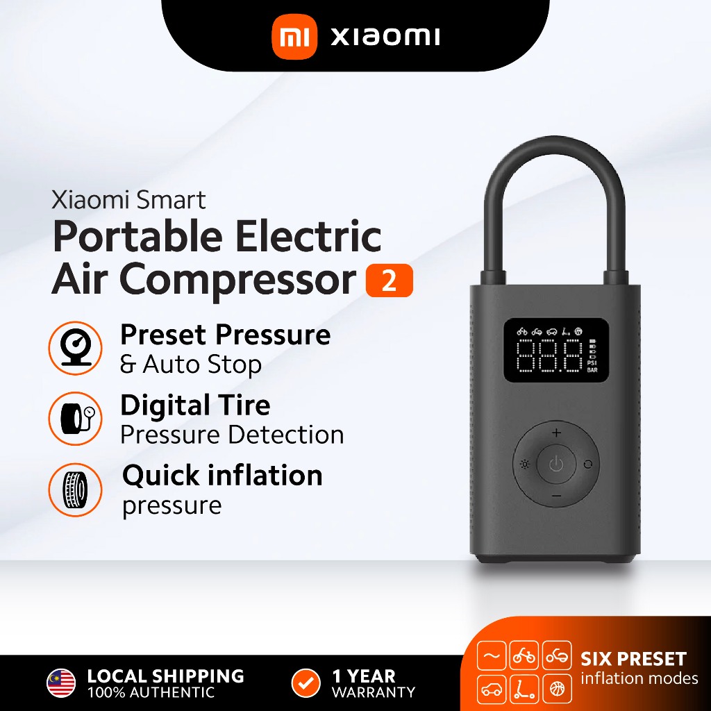 Xiaomi Portable Electric Air Compressor 2 | Preset Pressure | Quick ...
